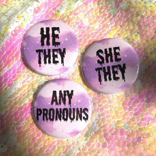 Pastel Goth Pronoun Button