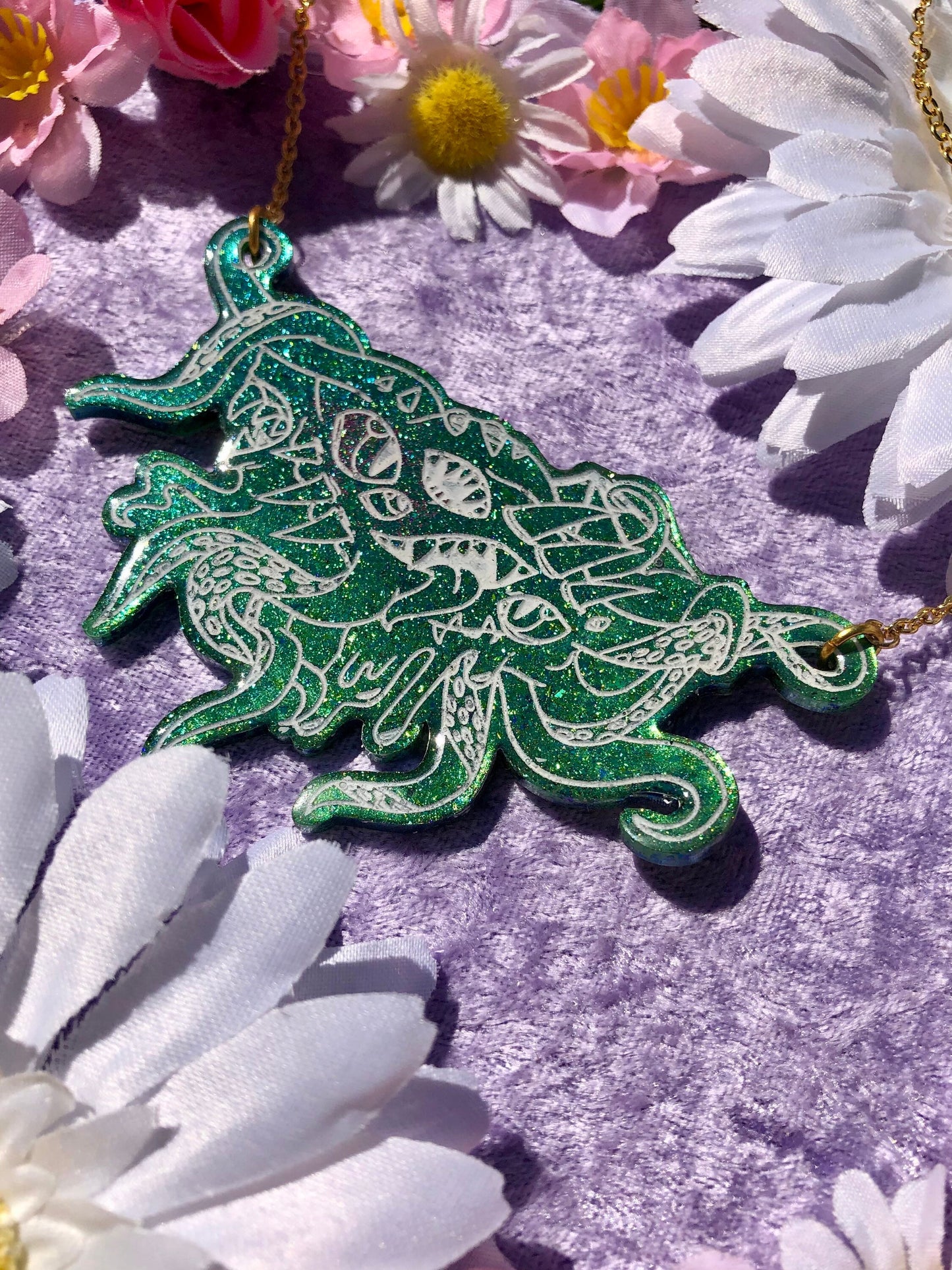 Monster Statement Necklace - Green Colorshift