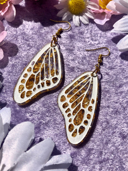 Gold Flake Fairy Wings Earrings