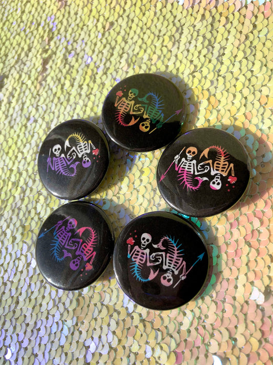 Skeleton Mermaid Pride Button