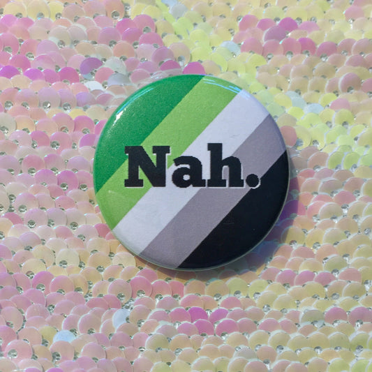 Nah Aromantic Pride Button