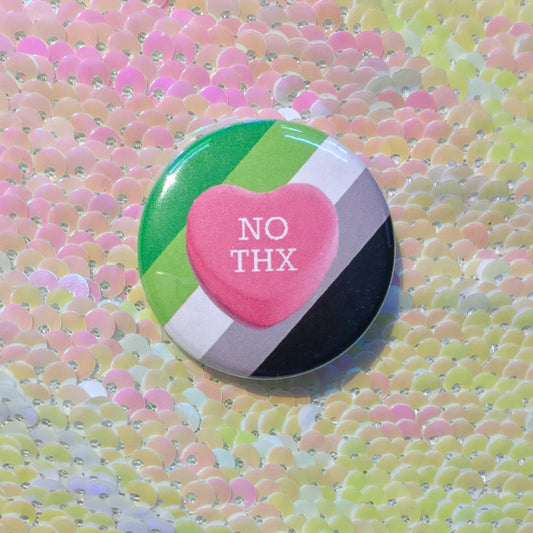 No Thx Candy Heart Aromantic Button