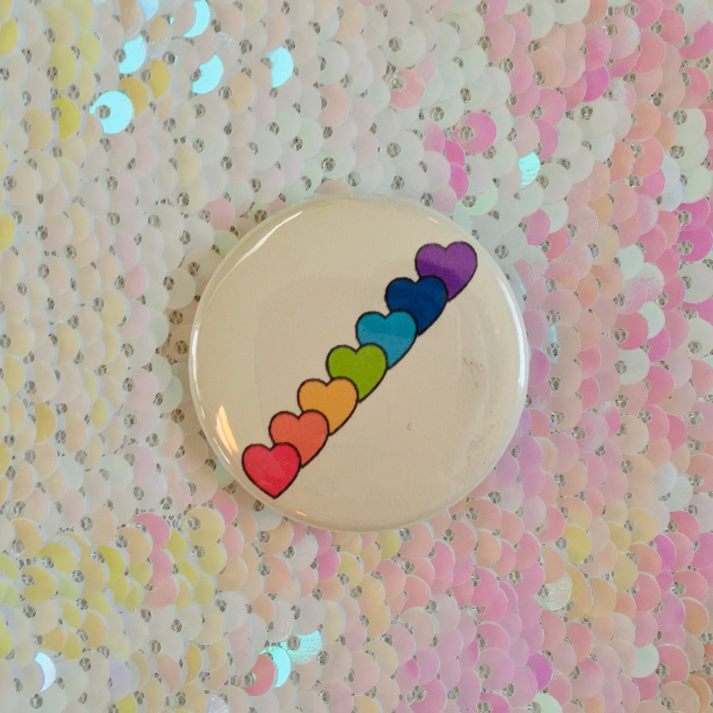 Retro Pride Hearts Button
