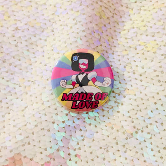 Made of Love Garnet Wedding Button