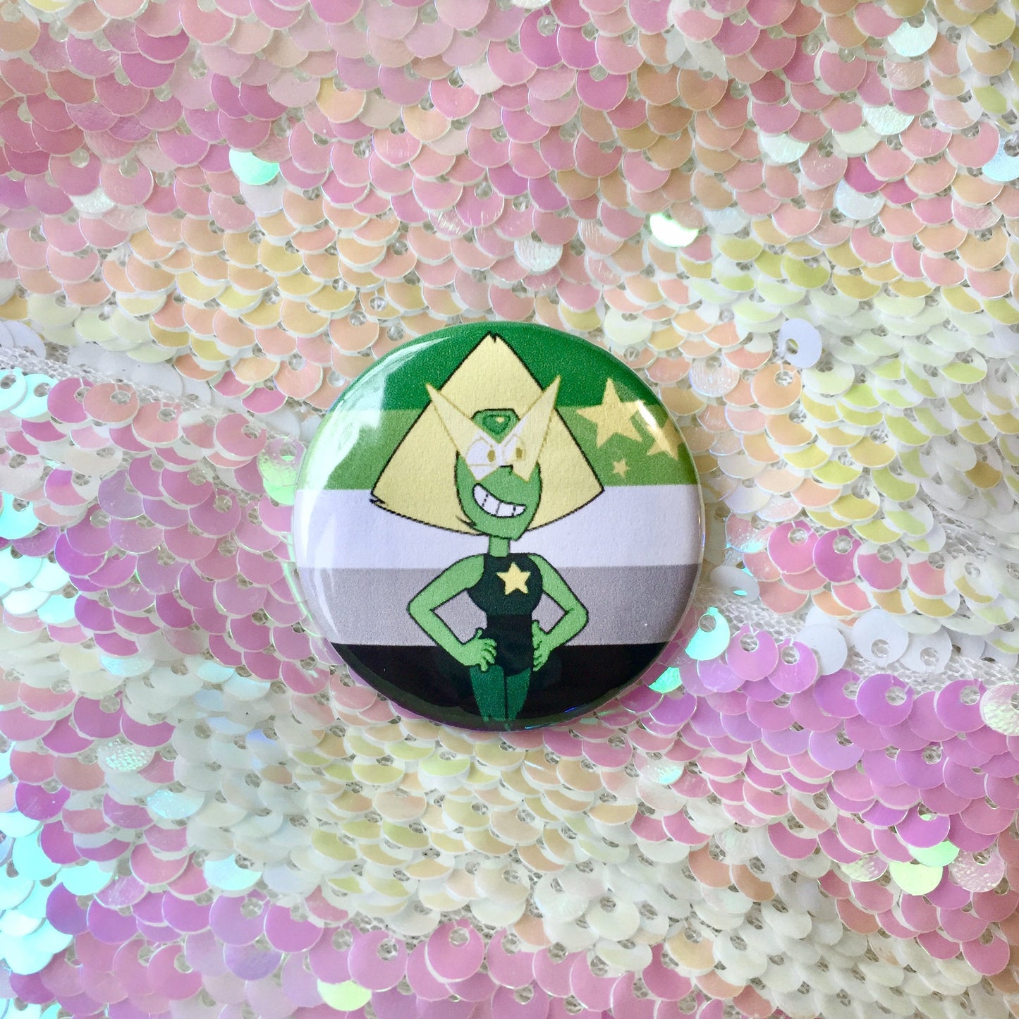 Peridot Aromantic Pride Button