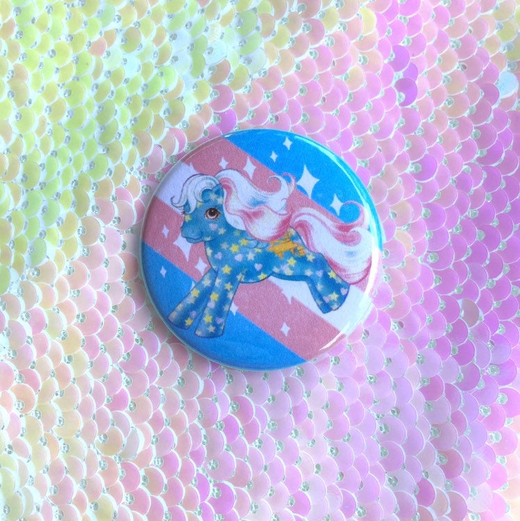 Vintage-Look My Little Pony Trans Pride Button