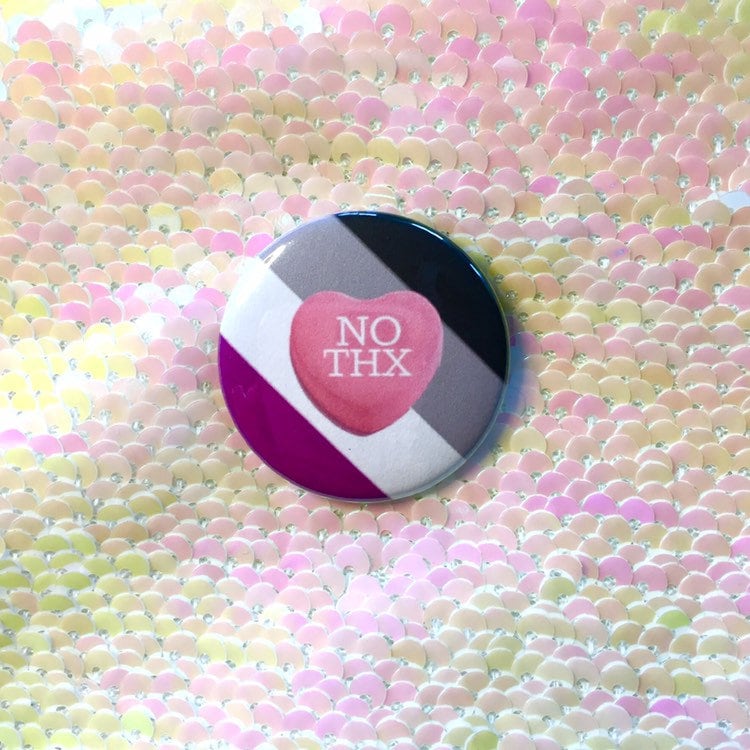 No Thx Asexual Pride Button