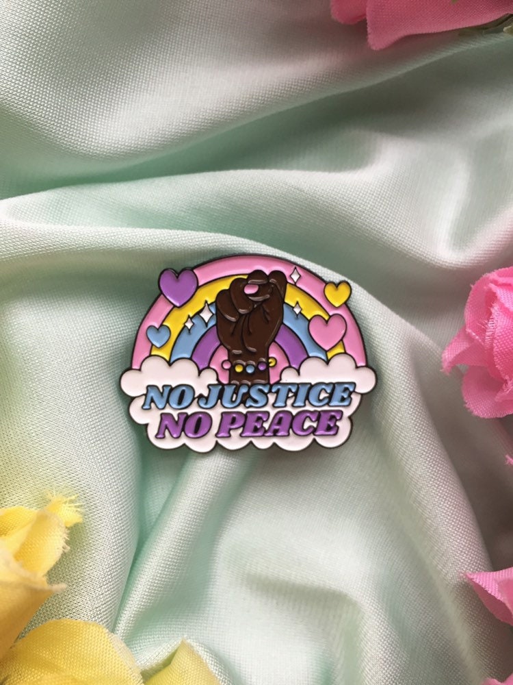 No Justice No Peace Pastel Kawaii Enamel Pin