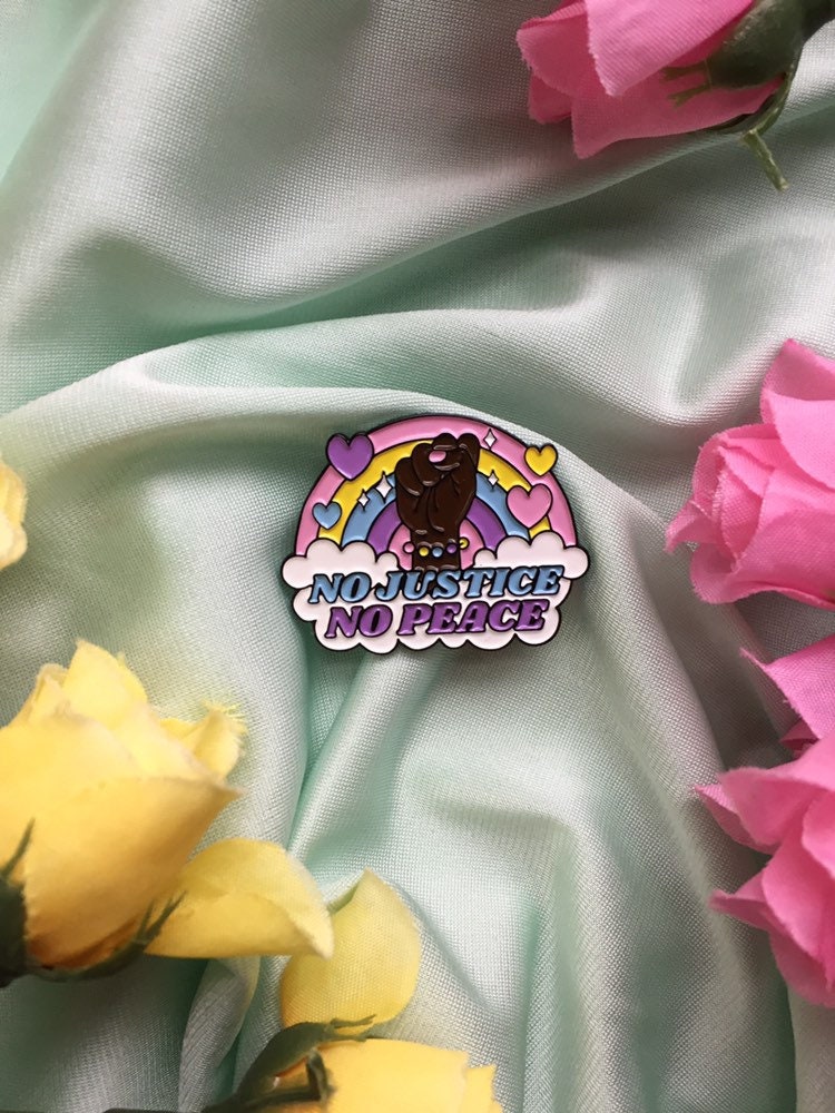 No Justice No Peace Pastel Kawaii Enamel Pin