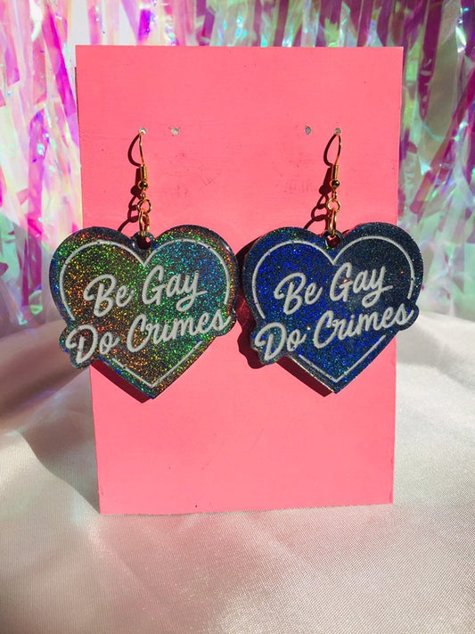 Be Gay Do Crimes Earrings - Silver Holo