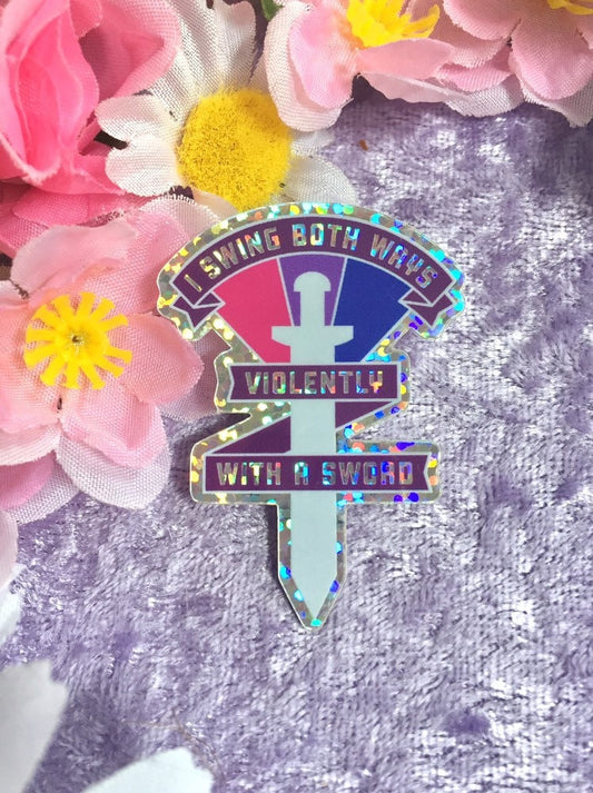 Swing Both Ways Holographic Sticker