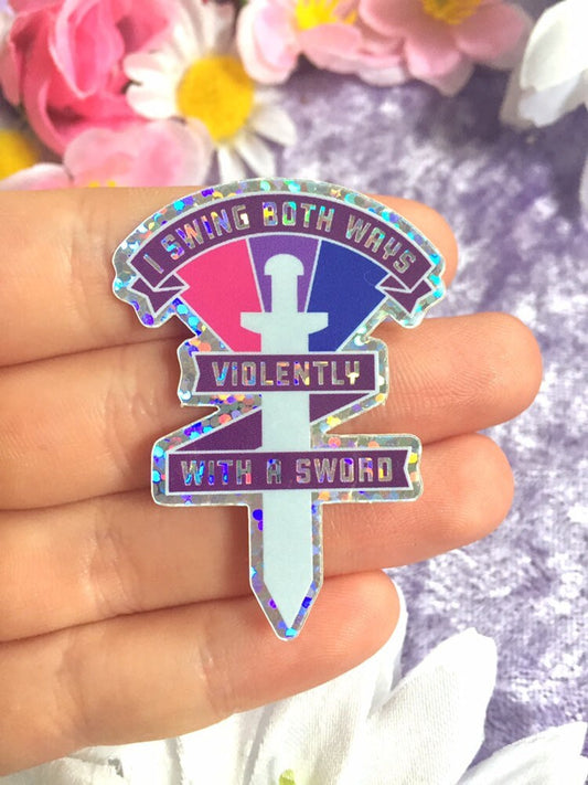 Swing Both Ways Holographic Sticker