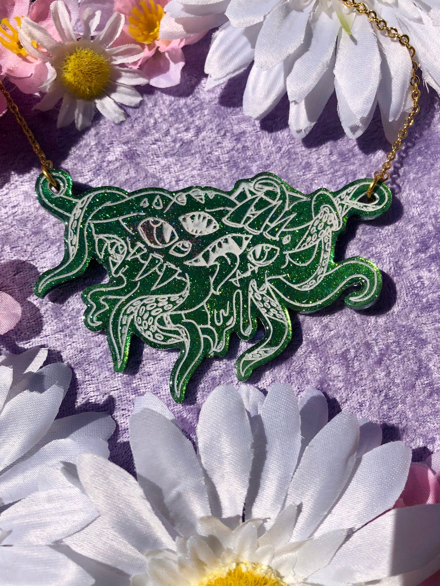 Monster Statement Necklace - Green Colorshift