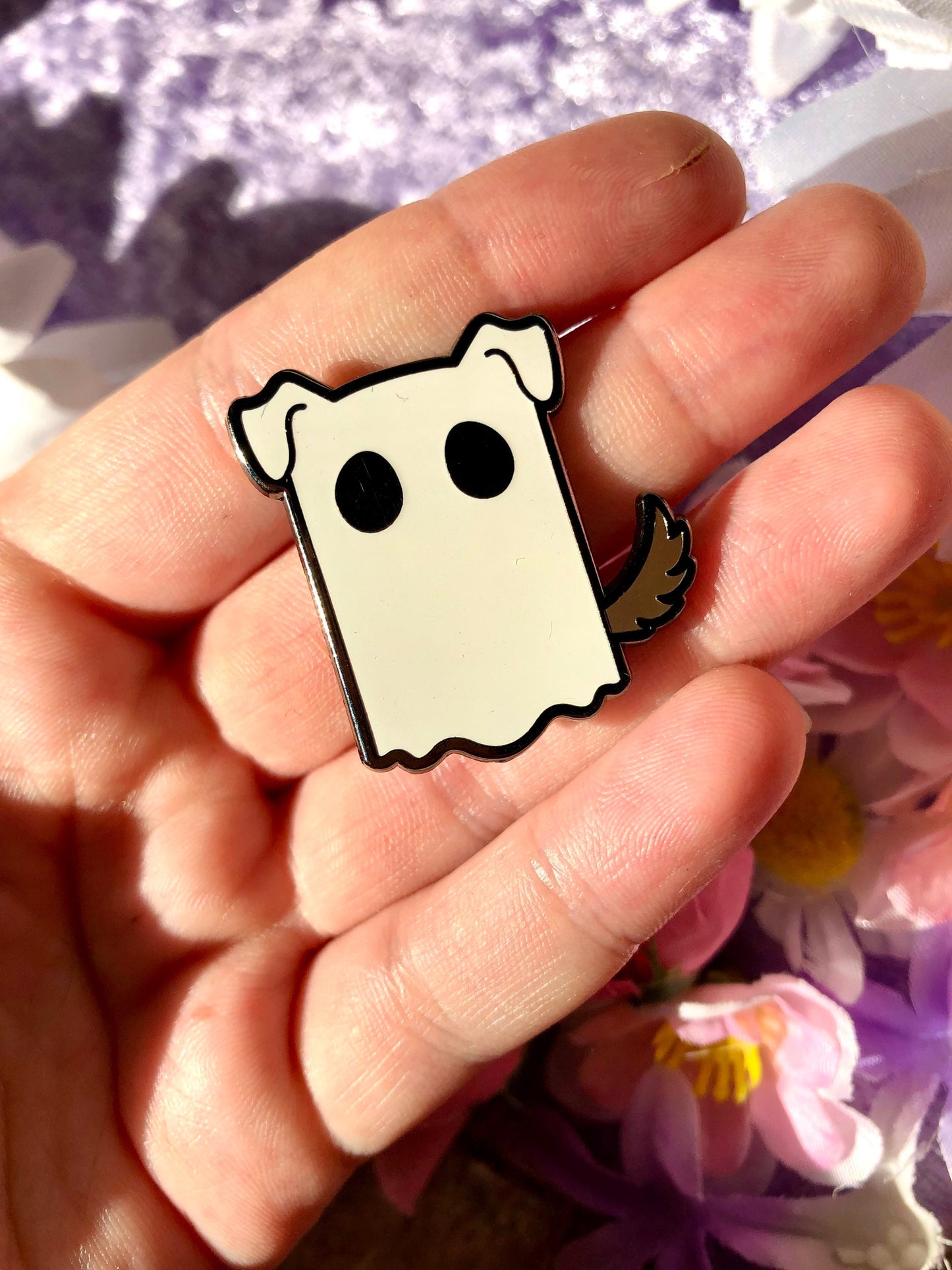 Ghost Puppy Enamel Pin