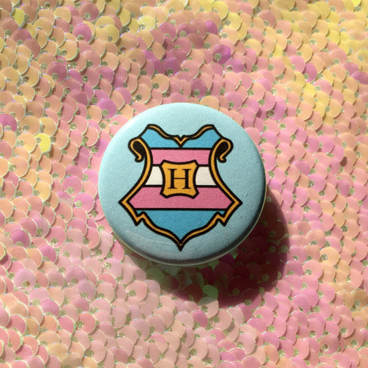 Wizard Crest Trans Pride Button