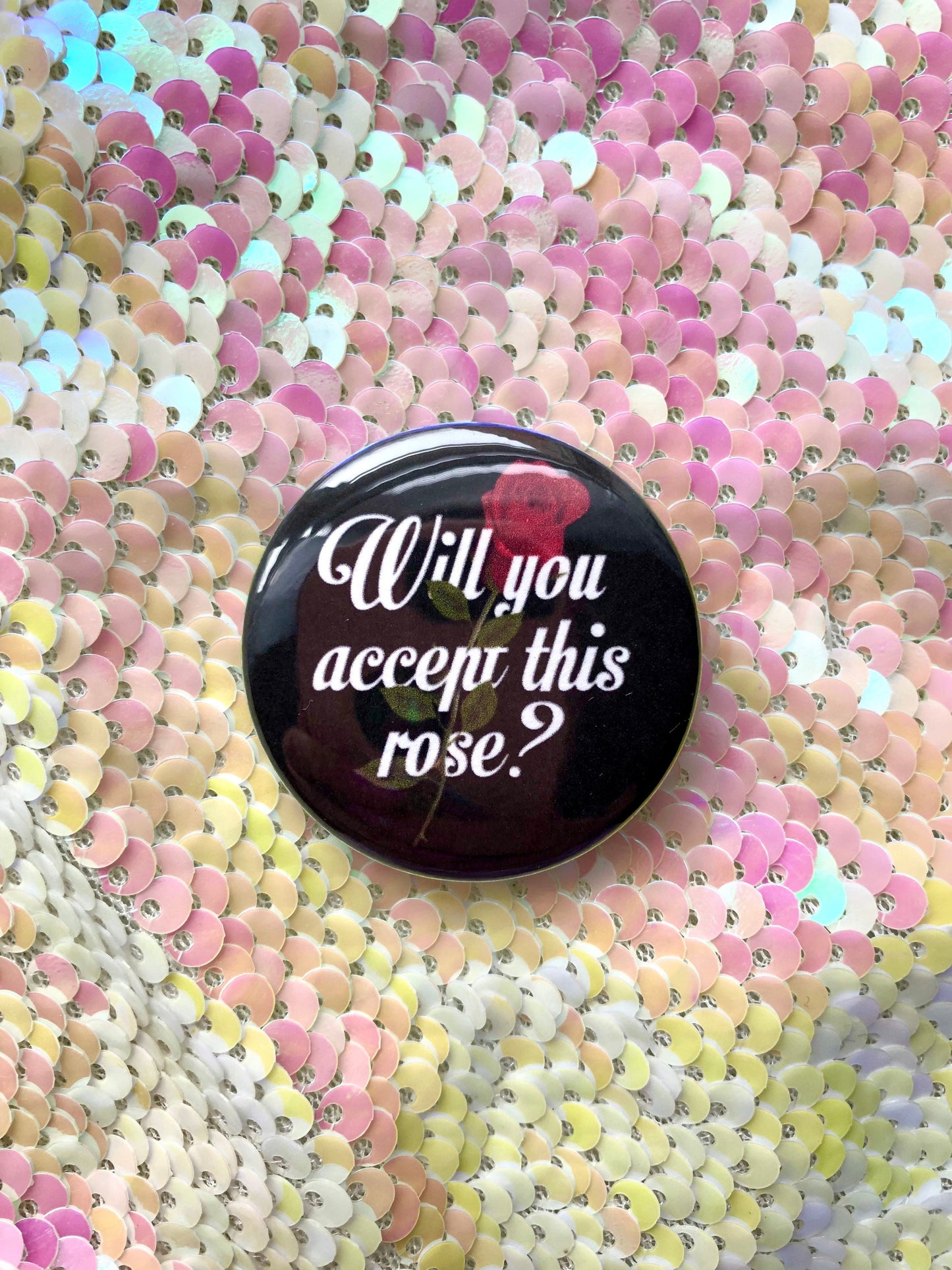 Will You Accept This Rose Button