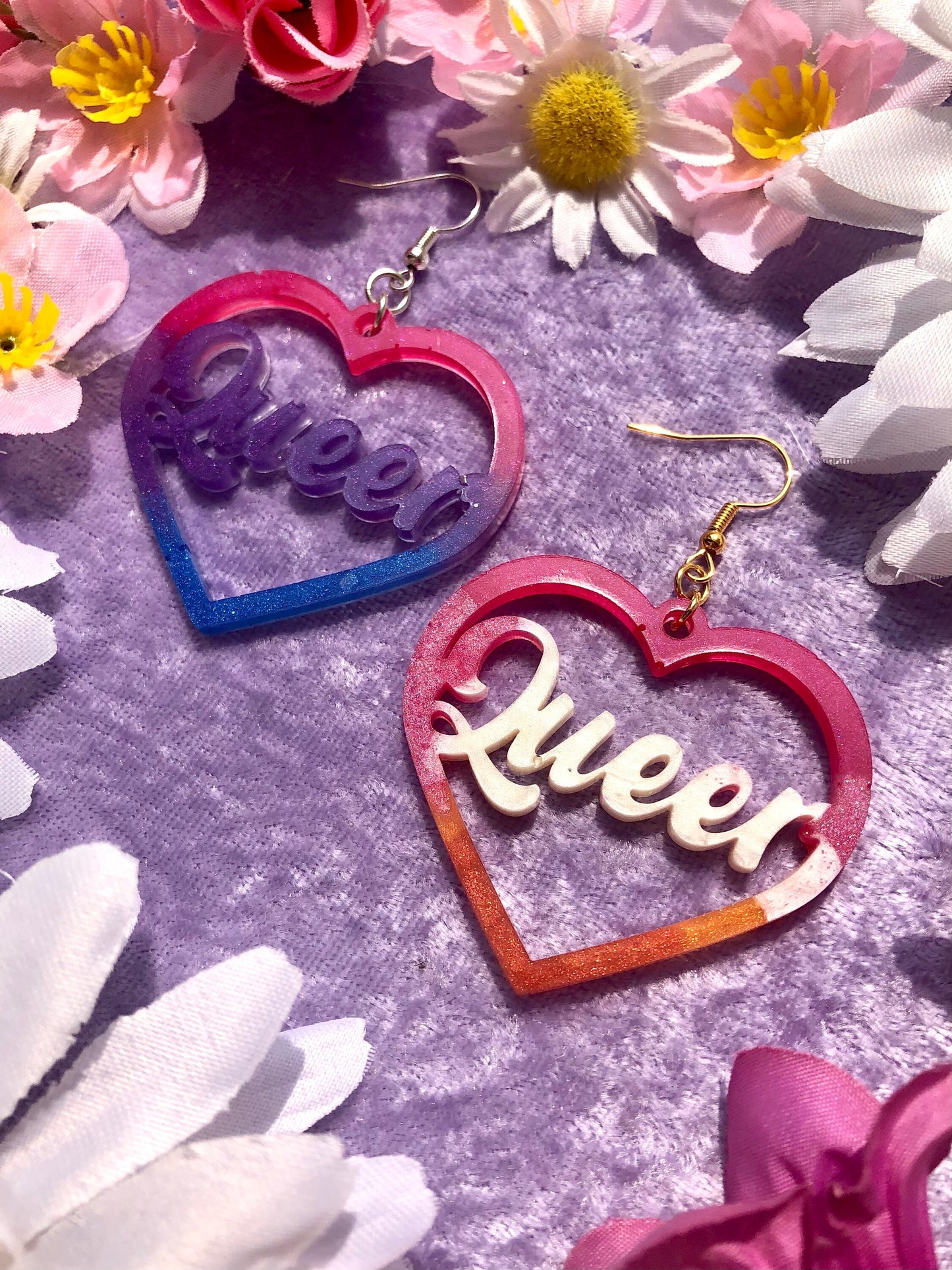 Queer Heart Pride Flag Earrings