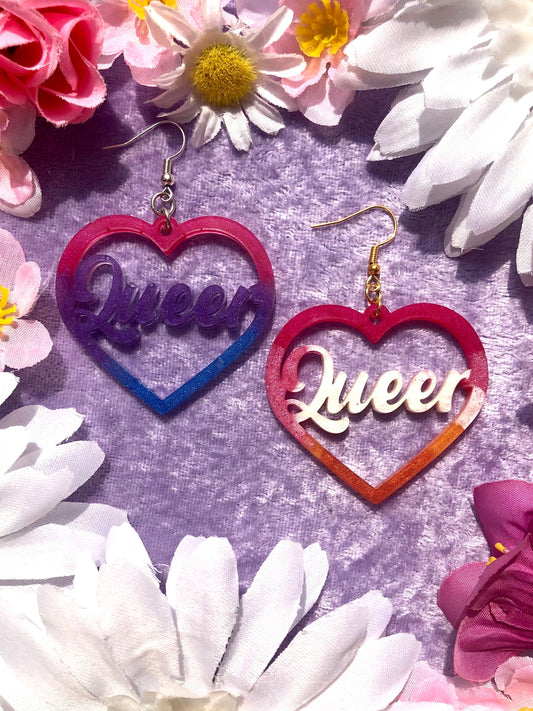 Queer Heart Pride Flag Earrings