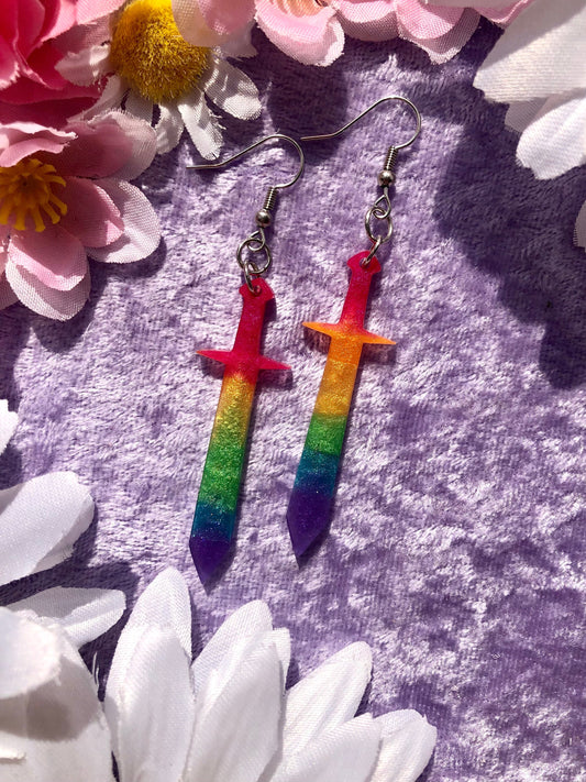 Rainbow Sword Earrings