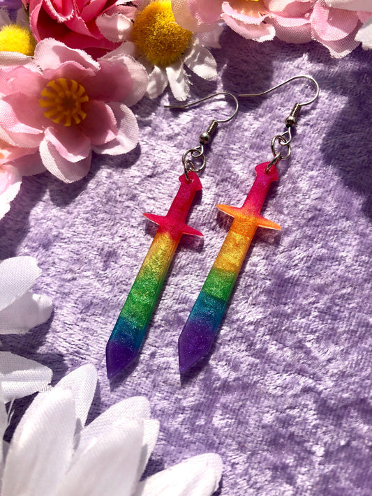 Rainbow Sword Earrings