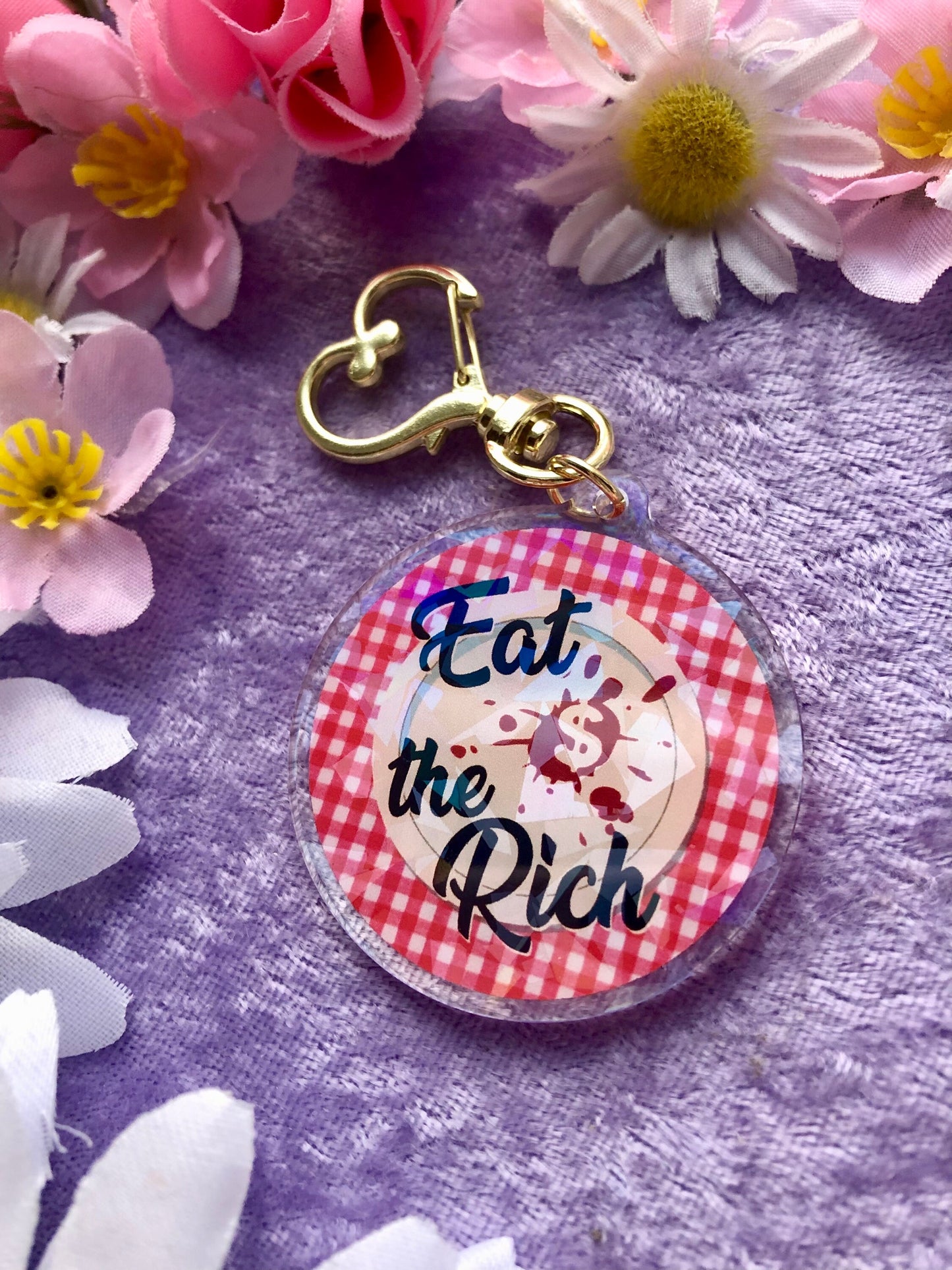 Eat the Rich Holographic Keychain
