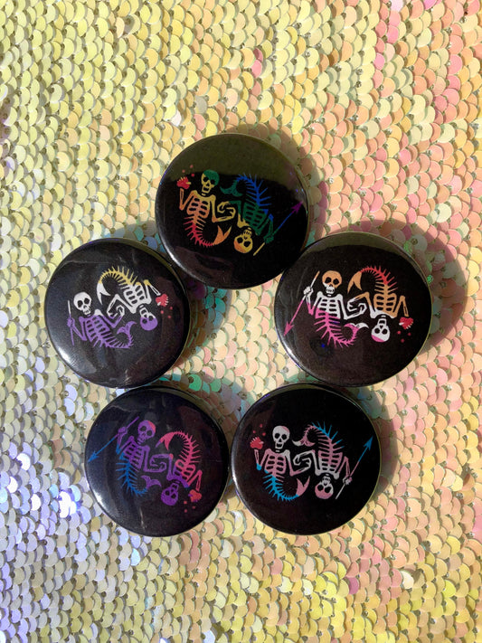 Skeleton Mermaid Pride Button